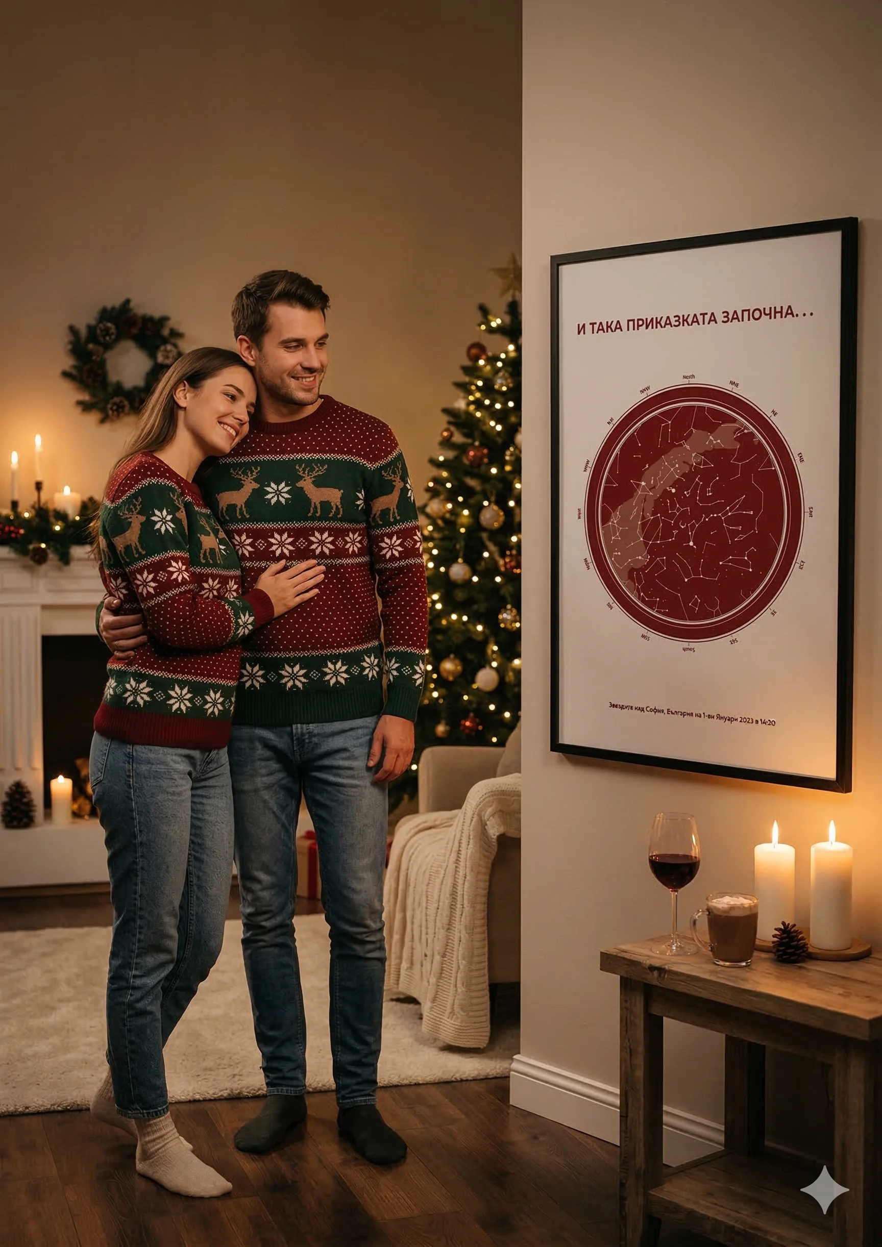 Коледен подарък - персонализирана звездна карта от AstroCrafts