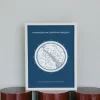 Звездна карта синя с бял компас бяла рамка